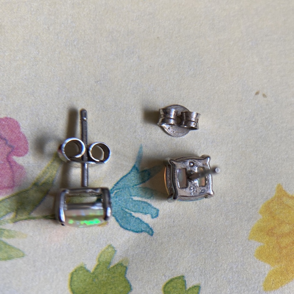 Sterling Silver Square Opal Stud Earrings. Opal S… - image 4